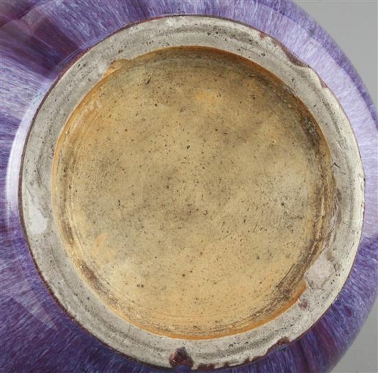 A Chinese flambe glaze pear shaped vase, hu, late 19th / early 20th century, height 29.5cm, foot rim chips